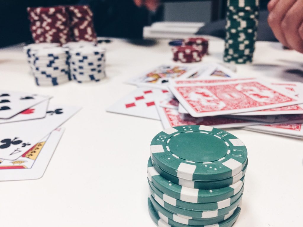 Poker chips and cards on a table