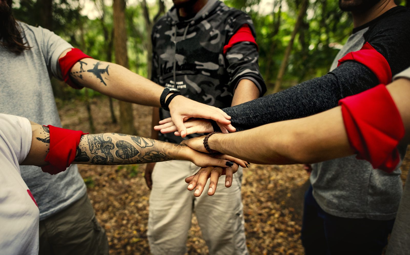 Hands stacked together